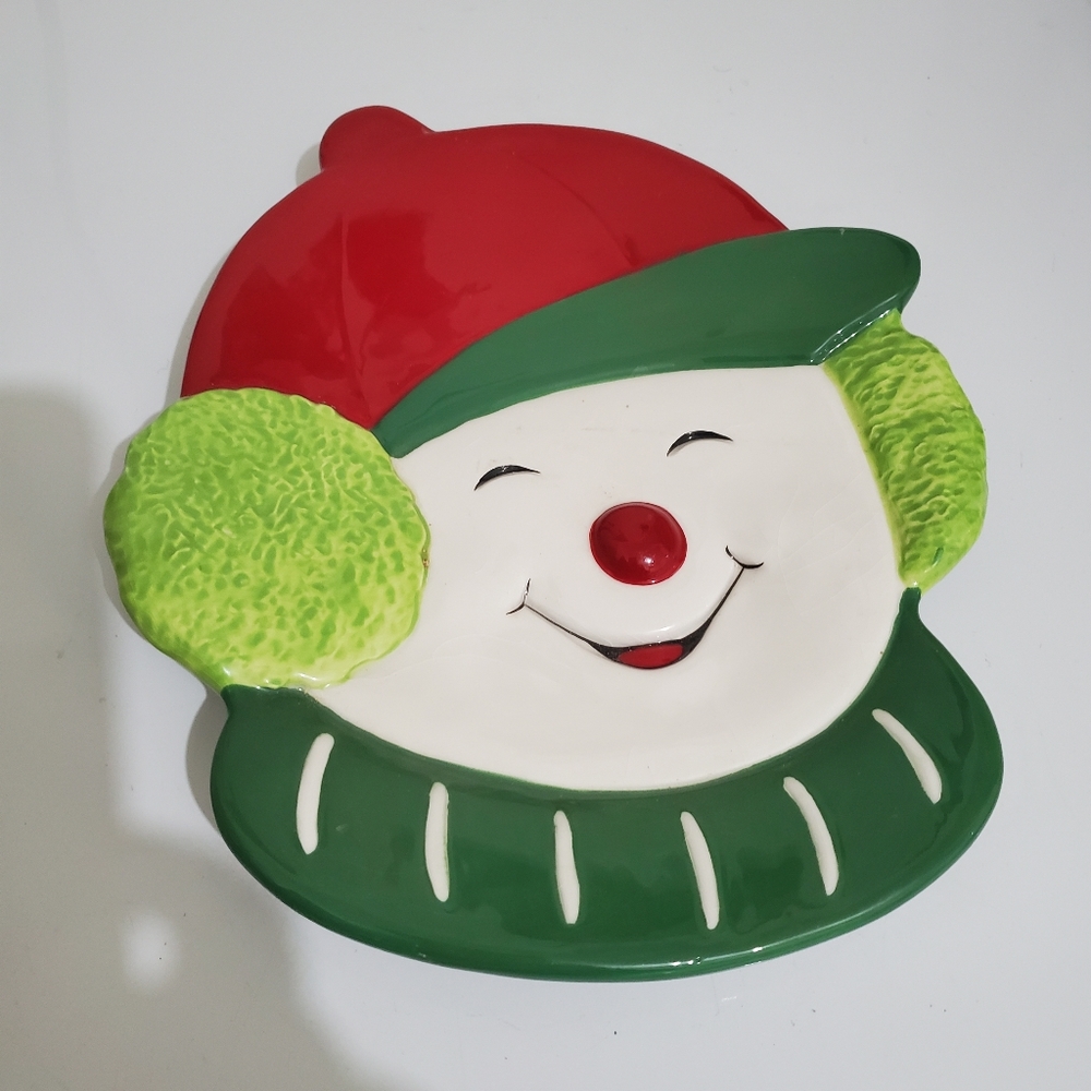 Snowman Christmas serving plate